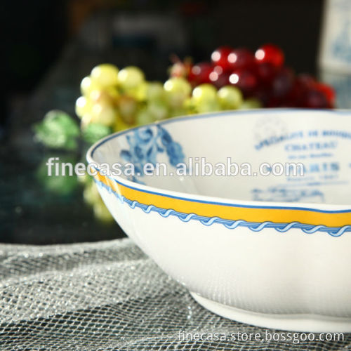9 Inches Elegant Fine New Bone China Ceramic Decorative Fruit Bowl of New Classic
